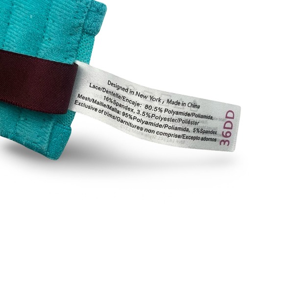 Adore Me | ‘Evah’ Teal Lace Bra 36DD & 2 High Cut Bikini Panties Large - Picture 4 of 5